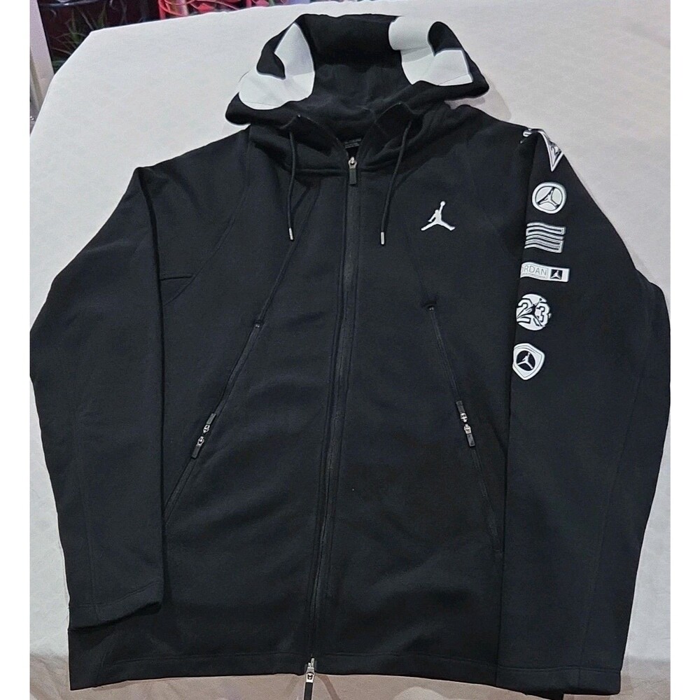 NWT Air Jordan Men's Accelerated Full-Zip Hoodie Black Multi-Logo Size 2XL
